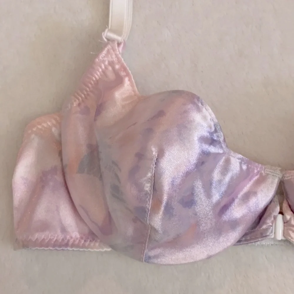 {VTG} Christian Dior | Watercolor Unlined Plunge Front Closure Underwire Bra 34A - Picture 3 of 15